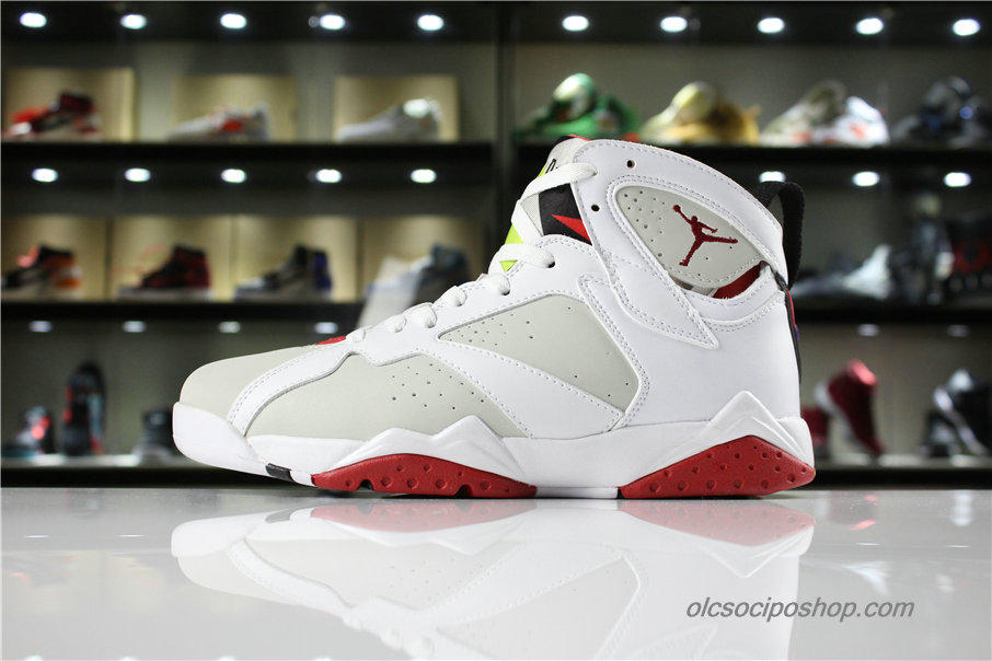 Férfi Air Jordan 7 Retro Hare Szürke/Fehér/Piros Cipők (304775-125)