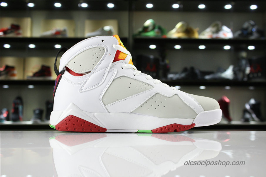 Férfi Air Jordan 7 Retro Hare Szürke/Fehér/Piros Cipők (304775-125)