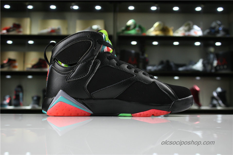 Férfi Air Jordan 7 Retro Marvin the Martian Fekete/Zöld/Piros Cipők (705350-007)