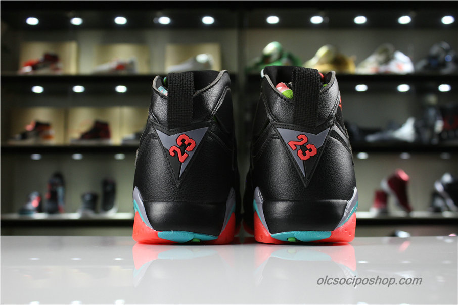 Férfi Air Jordan 7 Retro Marvin the Martian Fekete/Zöld/Piros Cipők (705350-007)