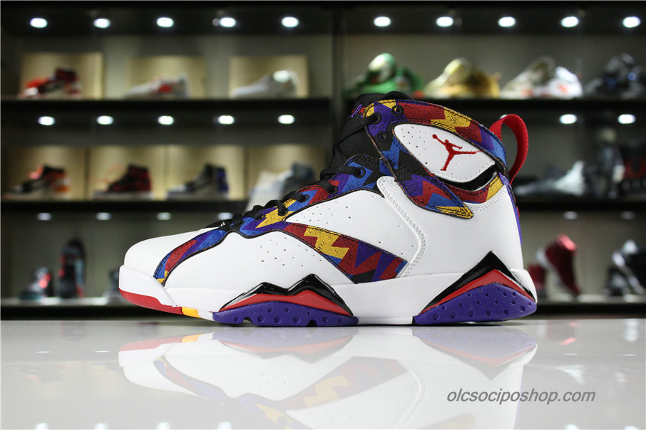 Férfi Air Jordan 7 Retro Nothing But Net Fehér/Lila/Sárga/Piros Cipők (304775-142)