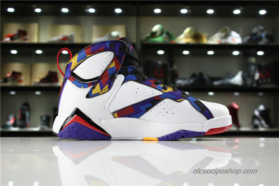 Férfi Air Jordan 7 Retro Nothing But Net Fehér/Lila/Sárga/Piros Cipők (304775-142)