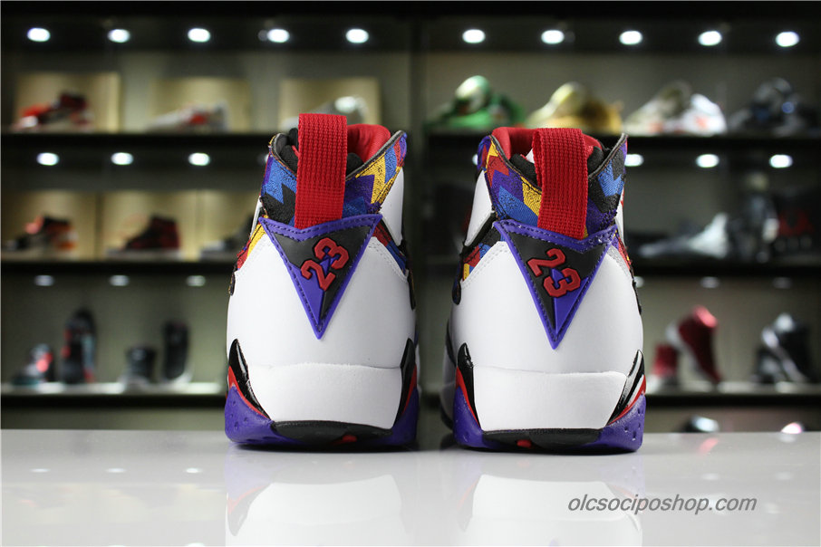 Férfi Air Jordan 7 Retro Nothing But Net Fehér/Lila/Sárga/Piros Cipők (304775-142)