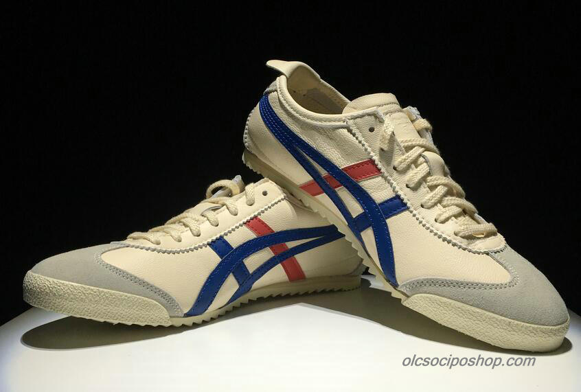 Férfi Onitsuka Tiger Asics Mexico 66 Deluxe Piszkosfehér/Kék/Piros Cipők (TH3L9L-0146)