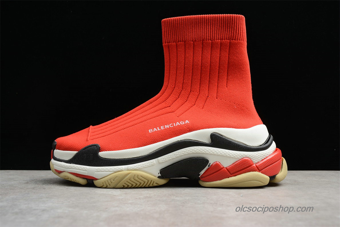 Női Balenciaga Speed Piros/Fehér/Fekete Cipők