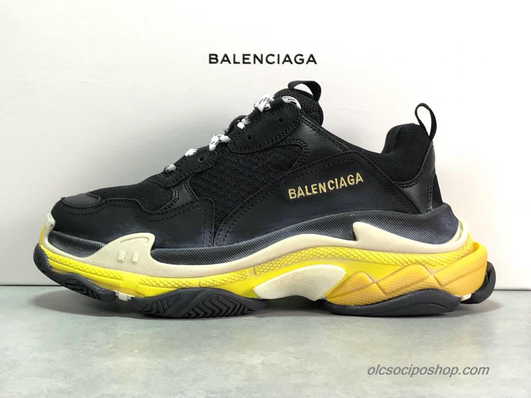 Férfi Balenciaga Triple S Fekete/Piszkosfehér/Sárga Cipők