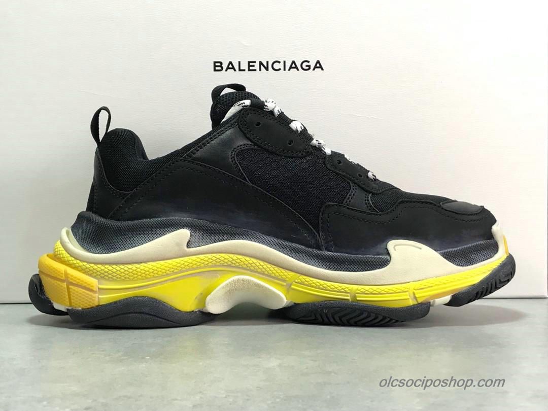 Férfi Balenciaga Triple S Fekete/Piszkosfehér/Sárga Cipők