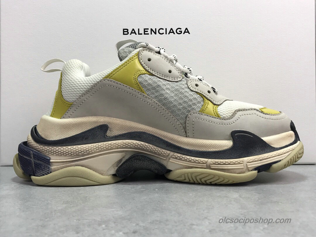 Férfi Balenciaga Triple S Szürke/Sárga/Fekete Cipők (483513)