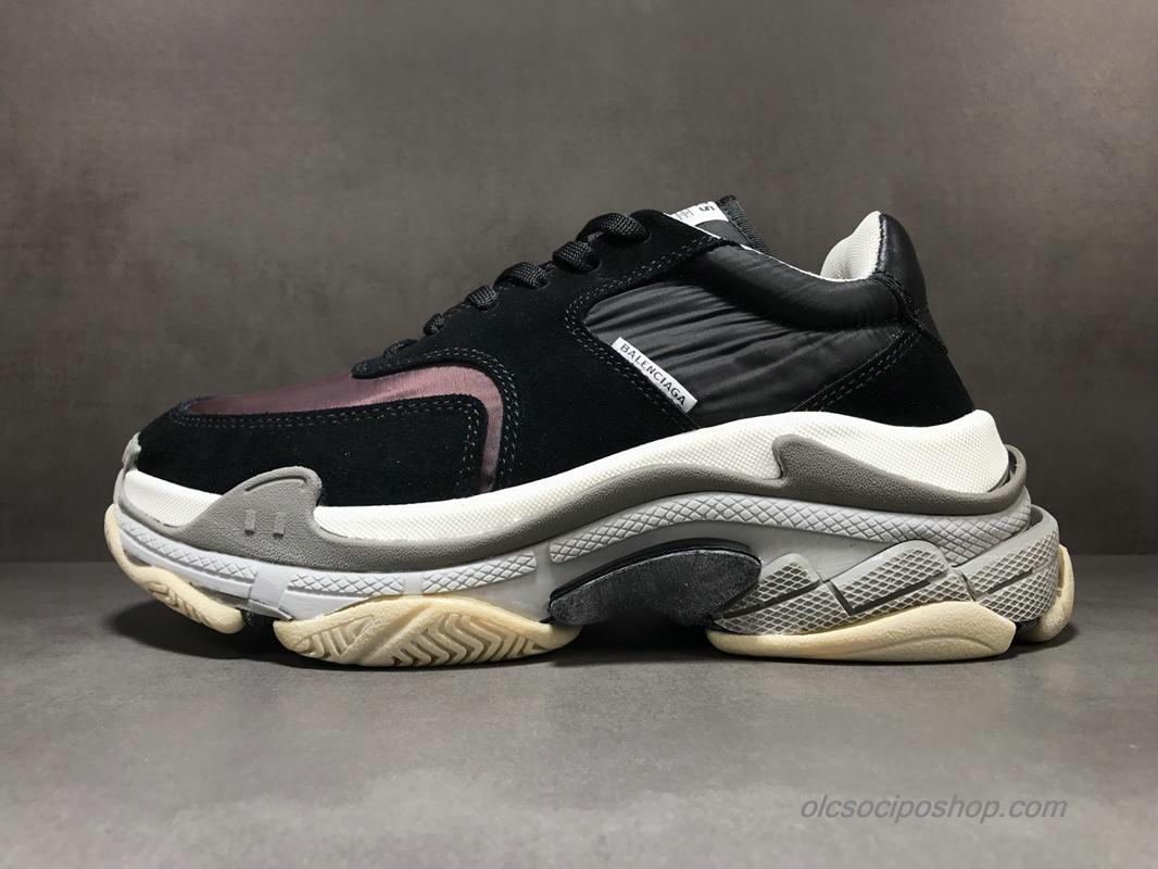 Férfi Balenciaga Triple S Fekete/Fehér/Szürke Cipők (506346)