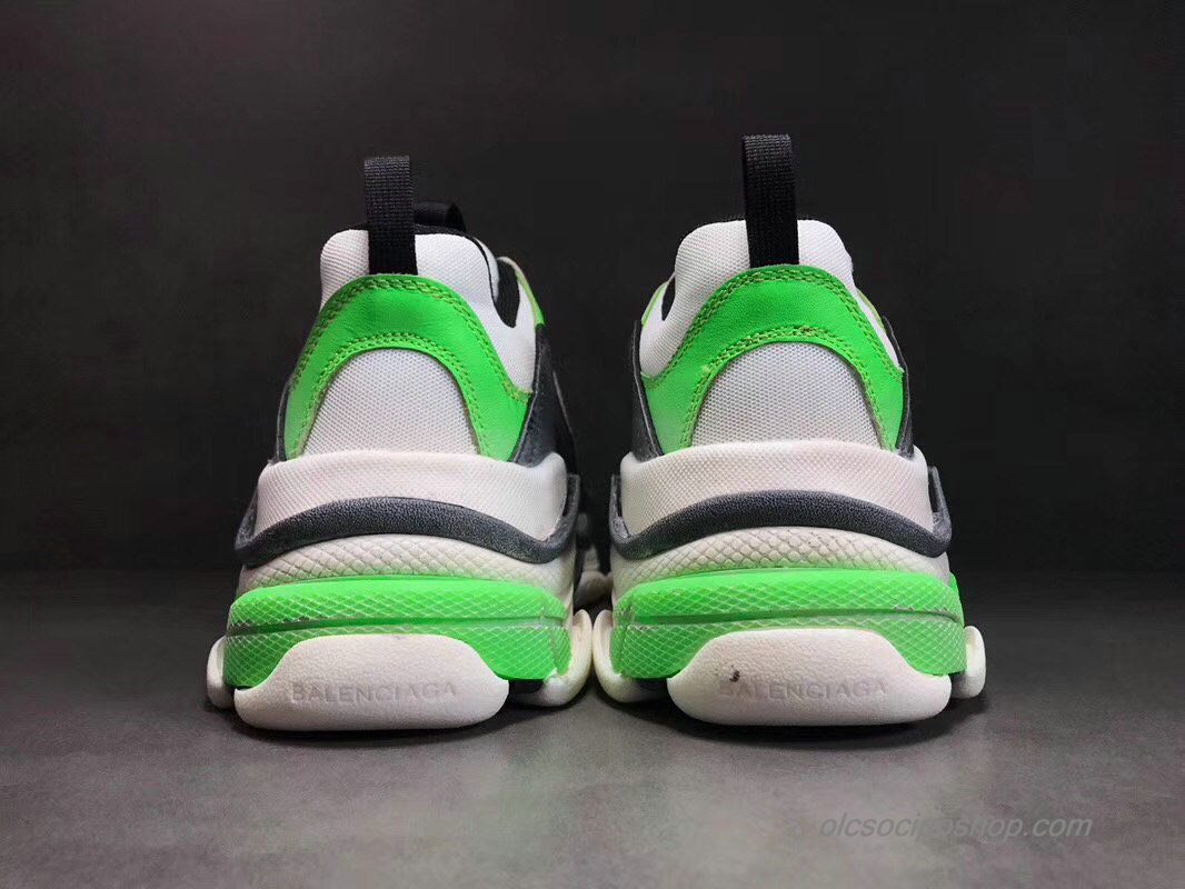 Férfi Balenciaga Triple S Fehér/Sötétszürke/Zöld Cipők (516590)
