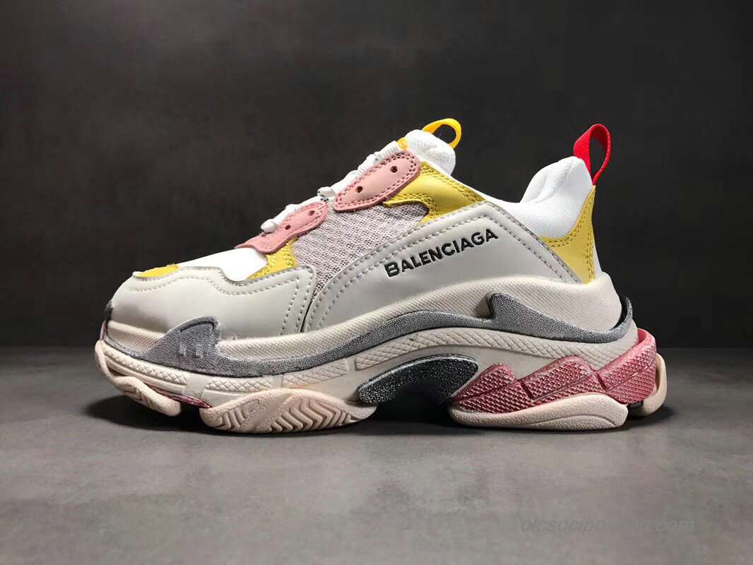 Női Balenciaga Triple S Fehér/Sárga/Rózsaszín/Szürke Cipők (490672)