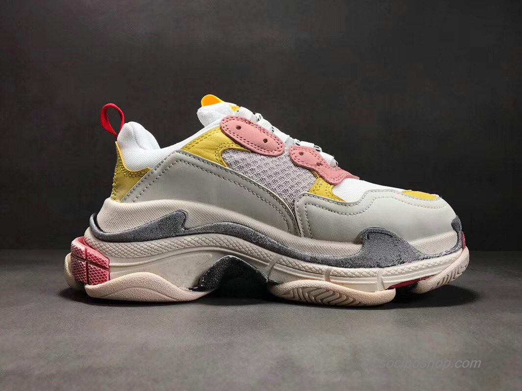 Női Balenciaga Triple S Fehér/Sárga/Rózsaszín/Szürke Cipők (490672)