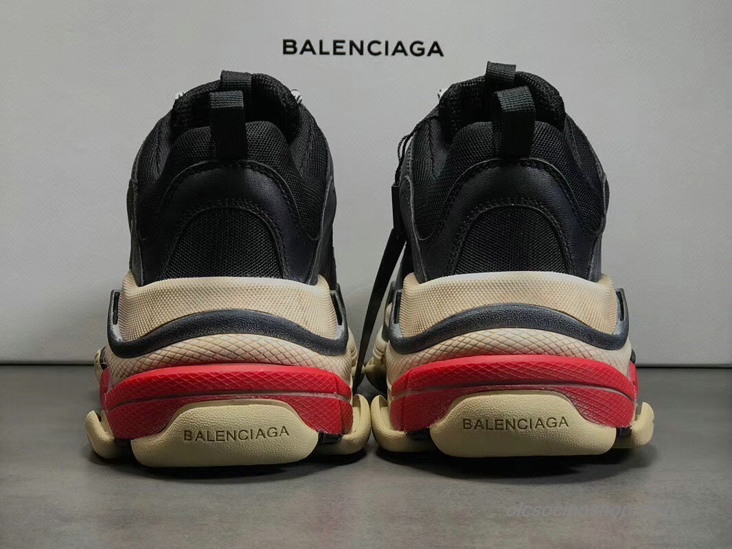 Balenciaga Triple S Fekete/Piszkosfehér/Piros Cipők (490672)