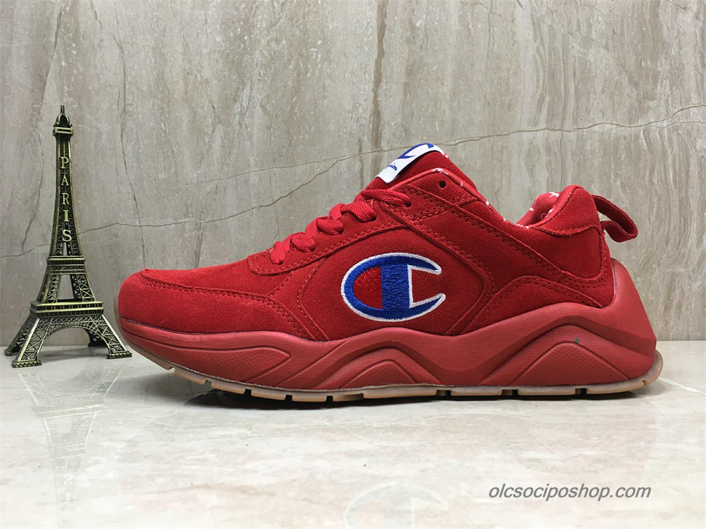 Férfi Champion 93 Eighteen Big C Suede Piros/Kék Cipők (CM100105Y)