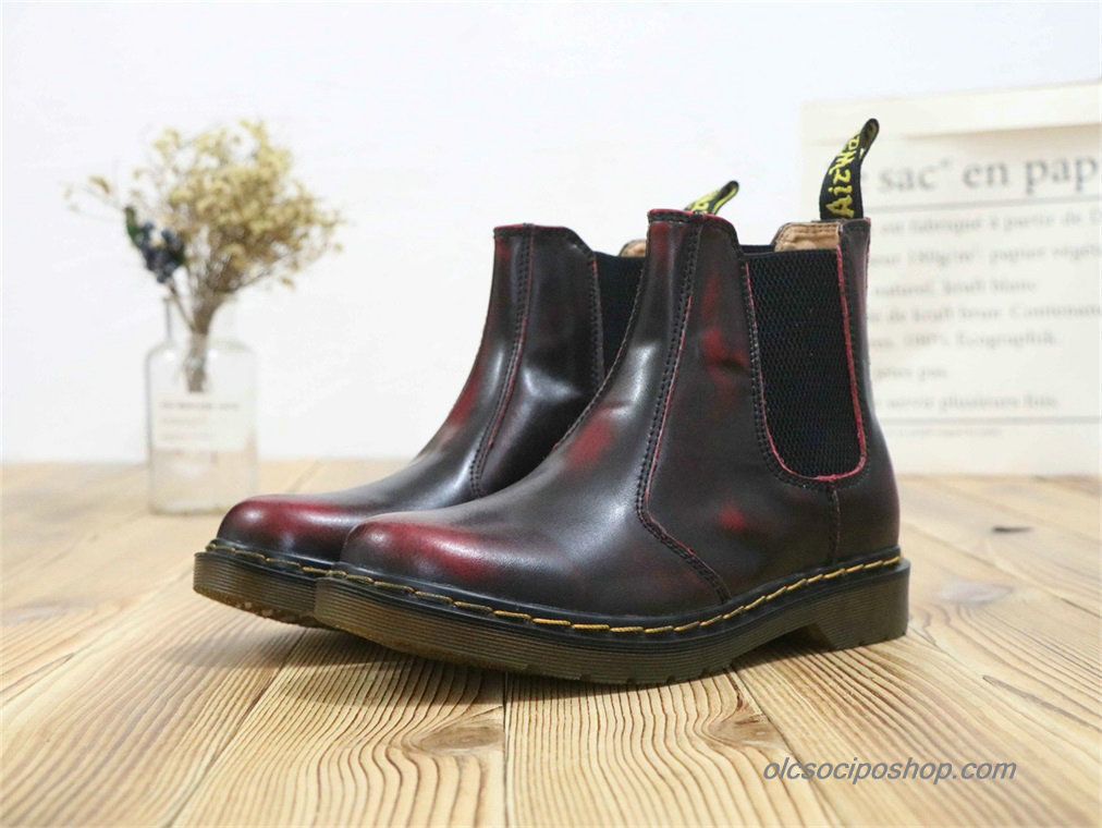 Női Dr Martens 2976 Chelsea Waterproof Fekete/Piros Csizmák