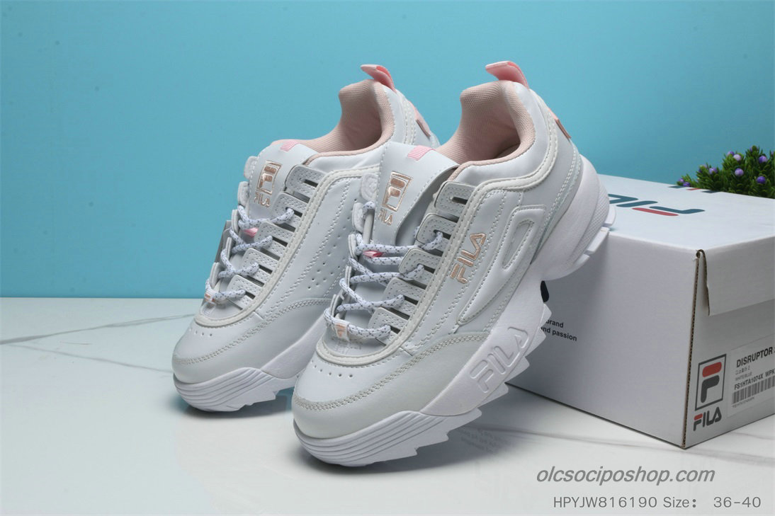 Női Fila Disruptor II Premium Fehér/Világos rózsaszín Cipők