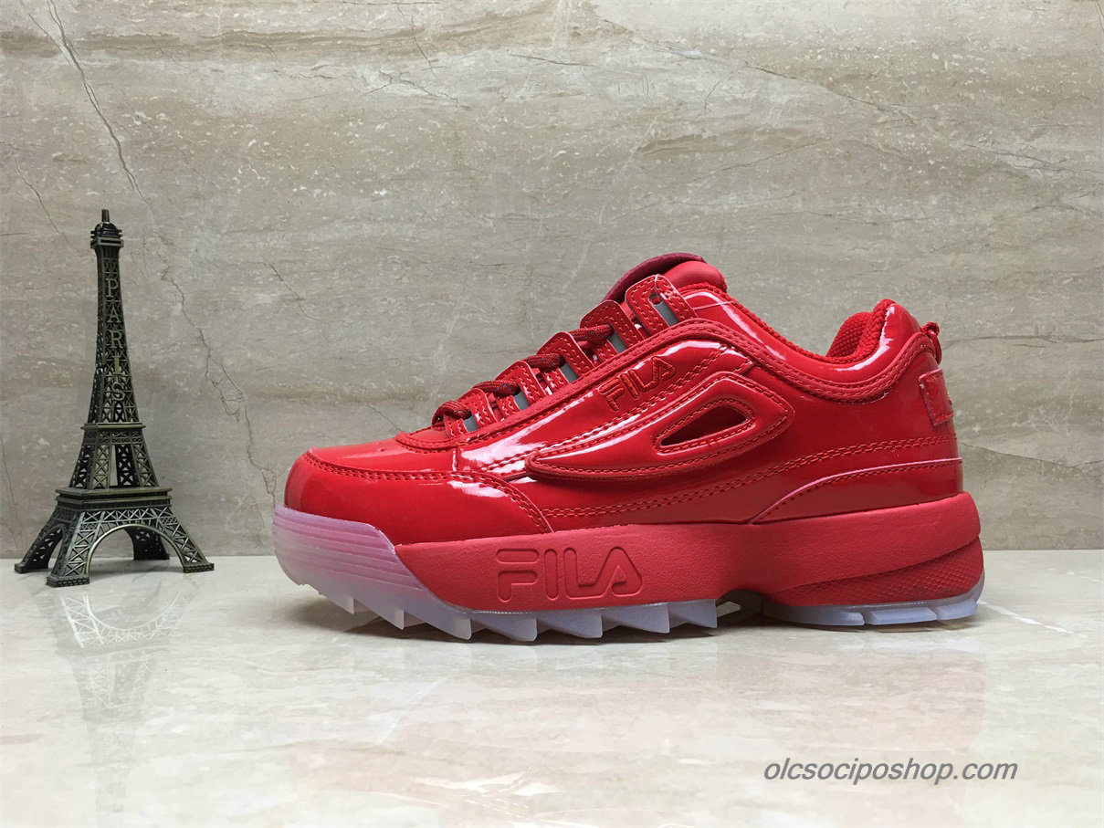 Női Fila Disruptor II Patent leather Premium Piros Cipők