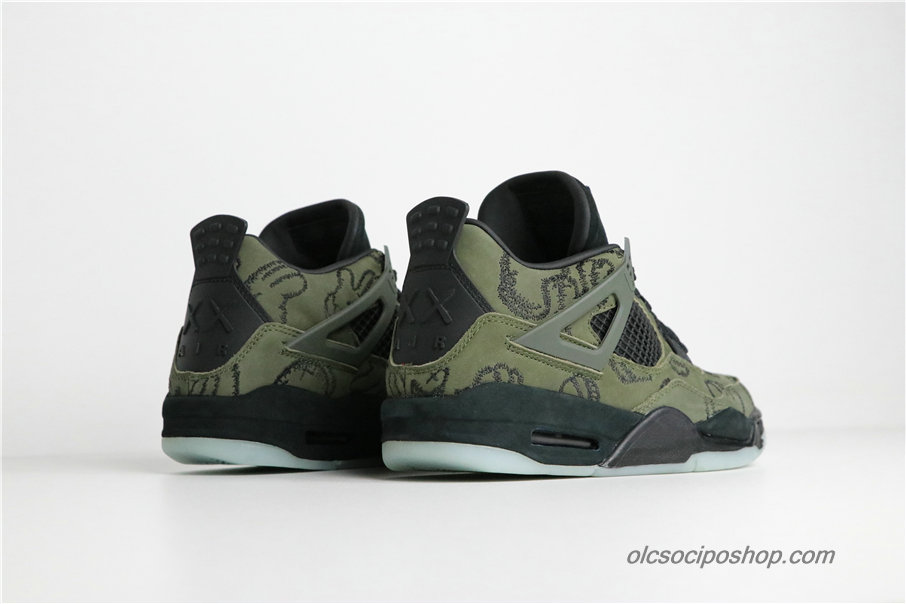 Férfi Air Jordan 4 Retro KAWS AJ4 Olajbogyó/Fekete Cipők (756395)