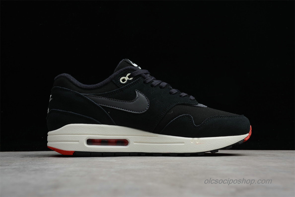 Férfi Nike Air Max 1 Premium Fekete/Fehér/Piros Cipők (875844-007)