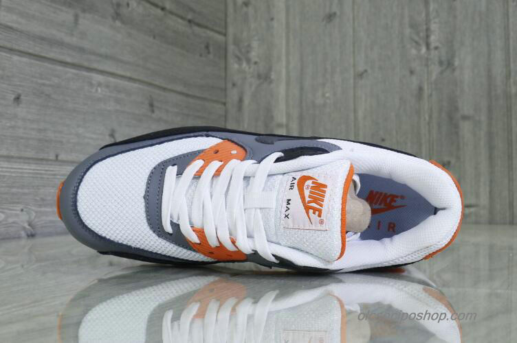 Férfi Nike Air Max 90 Essential Fehér/Szürke/Fekete/Narancs Cipők (537384-128)