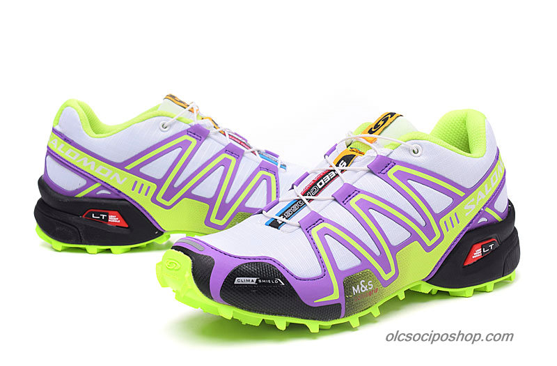 Női Salomon Speedcross 3 Fehér/Lila/Zöld/Fekete Cipők