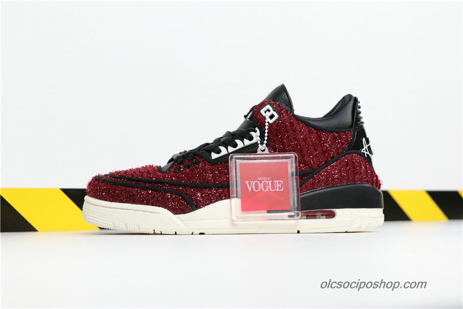 Férfi Vogue x Air Jordan 3 AWOK AJ3 Sötét vörös/Fekete Cipők (BQ3195-601)