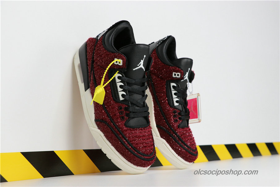 Férfi Vogue x Air Jordan 3 AWOK AJ3 Sötét vörös/Fekete Cipők (BQ3195-601)