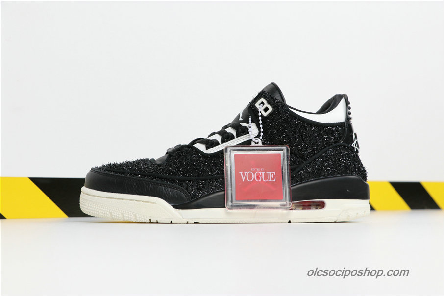 Férfi Vogue x Air Jordan 3 AWOK AJ3 Fekete/Piszkosfehér Cipők (BQ31950-001)