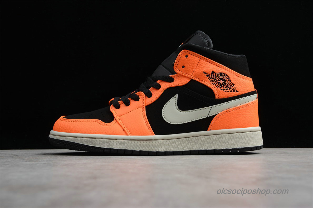 Air Jordan 1 Retro MID AJ1 Narancs/Fekete/Szürke Cipők (554724-062)