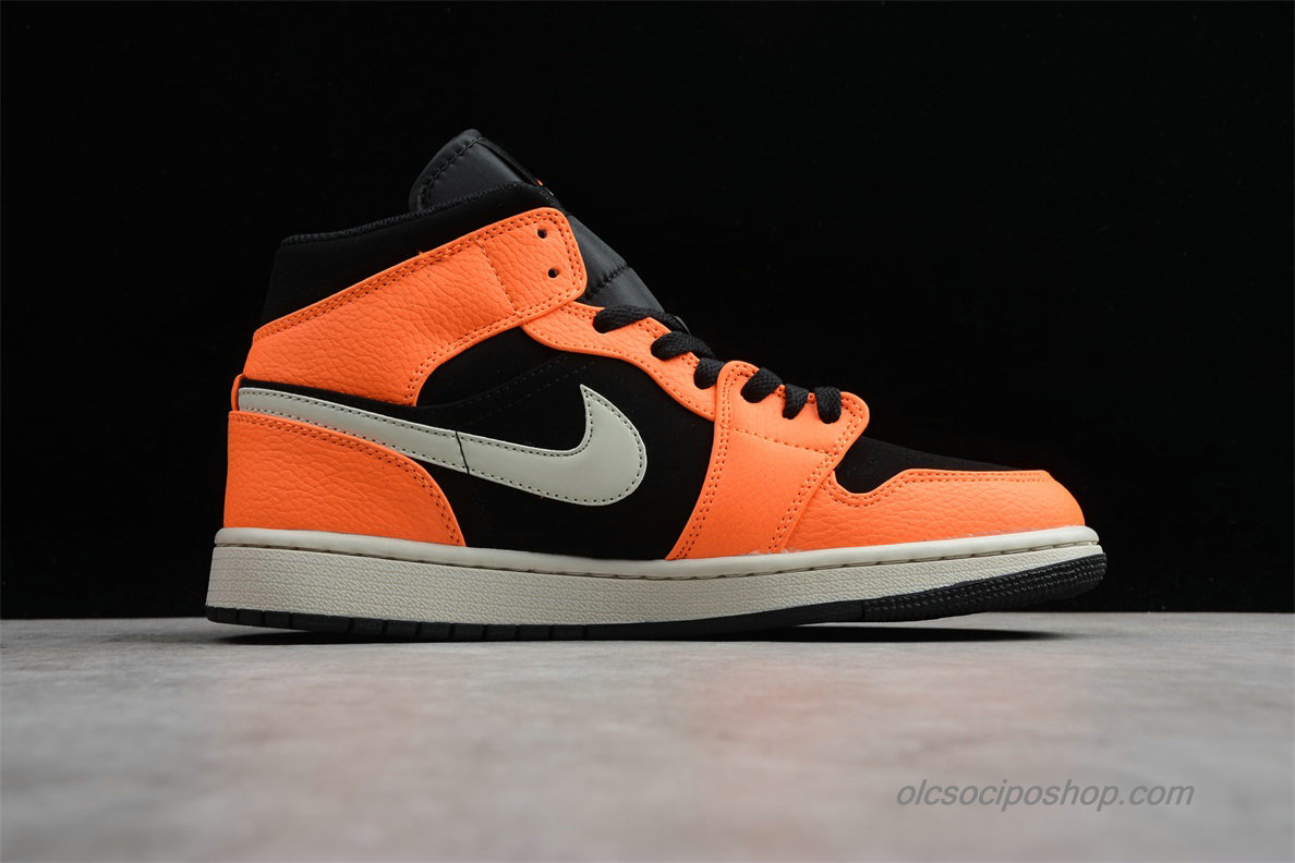 Air Jordan 1 Retro MID AJ1 Narancs/Fekete/Szürke Cipők (554724-062)