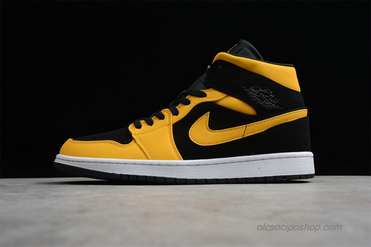 Air Jordan 1 Retro MID AJ1 Fekete/Sárga/Fehér Cipők (554724-071)