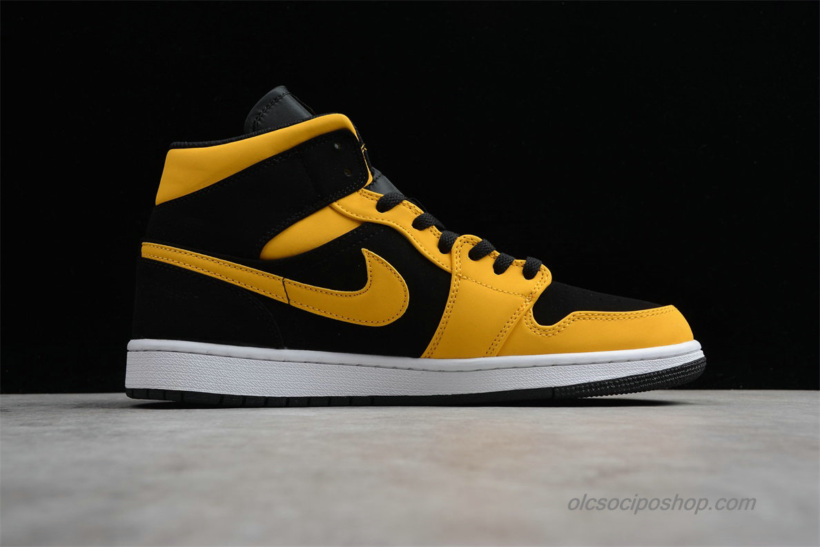 Air Jordan 1 Retro MID AJ1 Fekete/Sárga/Fehér Cipők (554724-071)