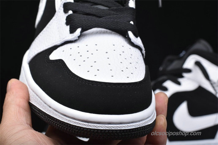 Air Jordan 1 Retro MID AJ1 Fekete/Fehér Cipők (554724-113)