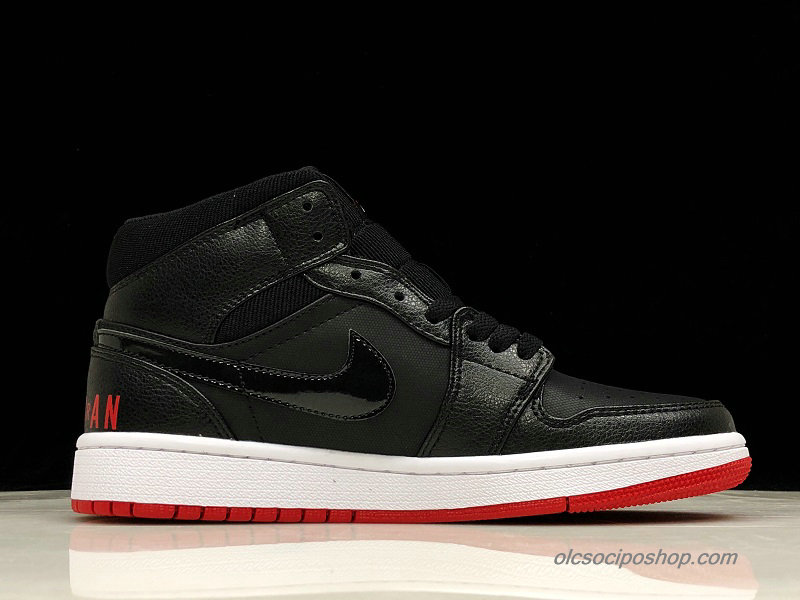 Férfi Air Jordan 1 Retro MID AJ1 Fekete/Piros/Fehér Cipők (BQ6578-001)