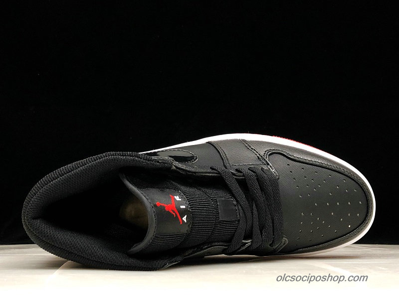 Férfi Air Jordan 1 Retro MID AJ1 Fekete/Piros/Fehér Cipők (BQ6578-001)