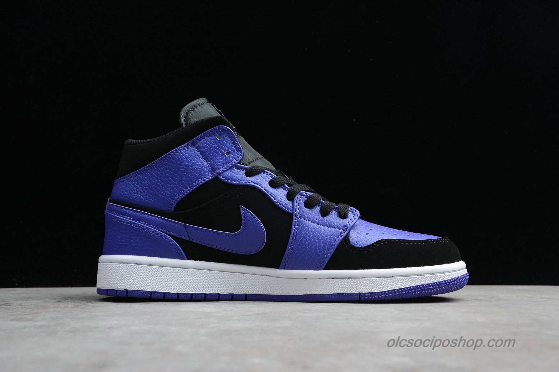 Férfi Air Jordan 1 Retro MID AJ1 Fekete/Kék/Fehér Cipők (554724-051)