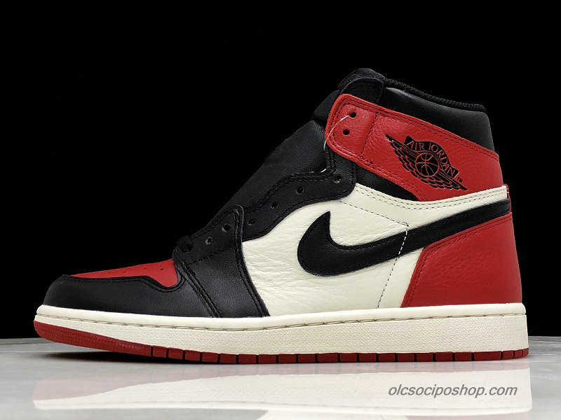 Férfi Air Jordan 1 Retro High OG Bred Toe AJ1 Fekete/Fehér/Piros Cipők (555088-601)