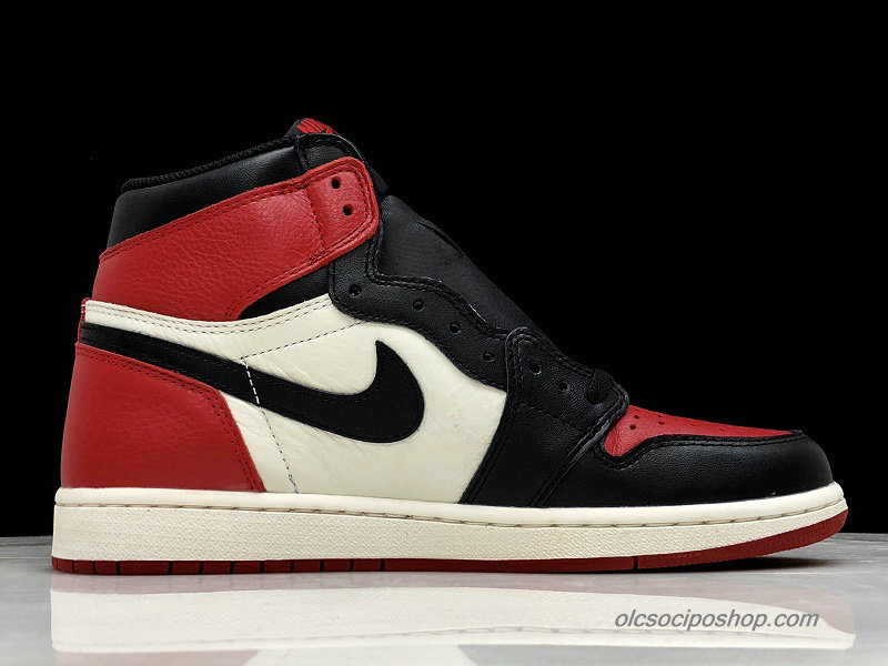 Férfi Air Jordan 1 Retro High OG Bred Toe AJ1 Fekete/Fehér/Piros Cipők (555088-601)