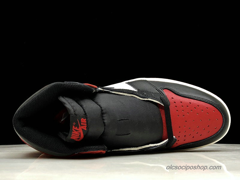 Férfi Air Jordan 1 Retro High OG Bred Toe AJ1 Fekete/Fehér/Piros Cipők (555088-601)