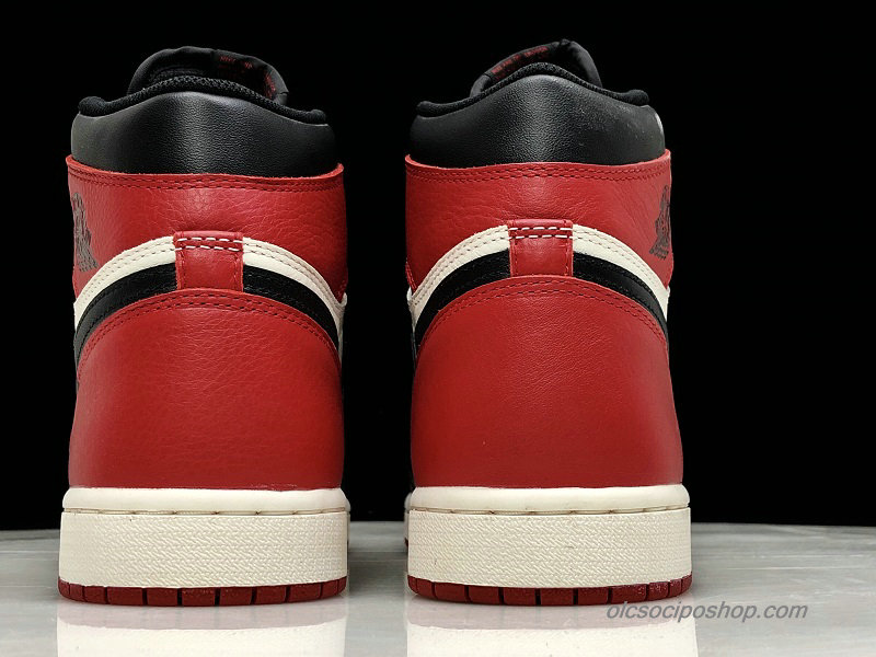 Férfi Air Jordan 1 Retro High OG Bred Toe AJ1 Fekete/Fehér/Piros Cipők (555088-601)