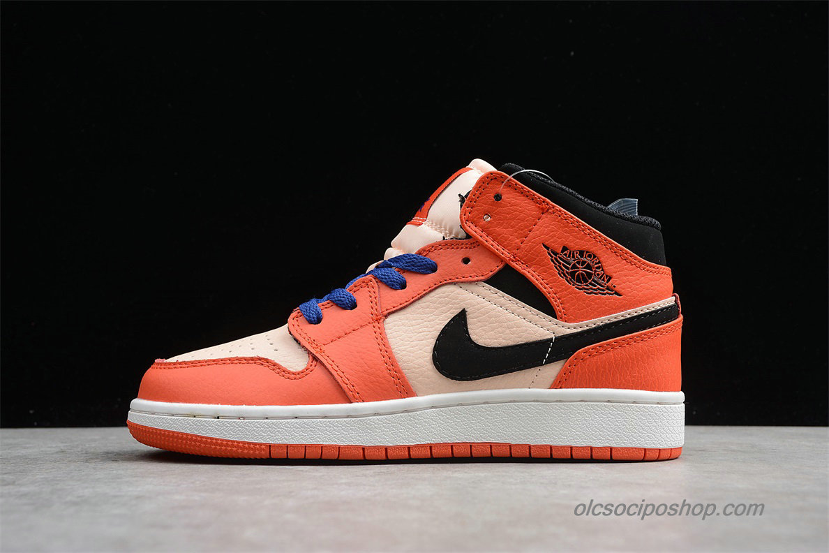 Női Air Jordan 1 Retro MID GS AJ1 Narancs/Világos rózsaszín/Fekete Cipők (BQ6931-800)