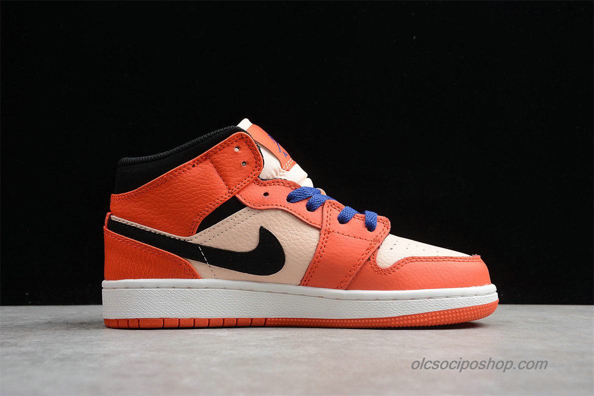 Női Air Jordan 1 Retro MID GS AJ1 Narancs/Világos rózsaszín/Fekete Cipők (BQ6931-800)