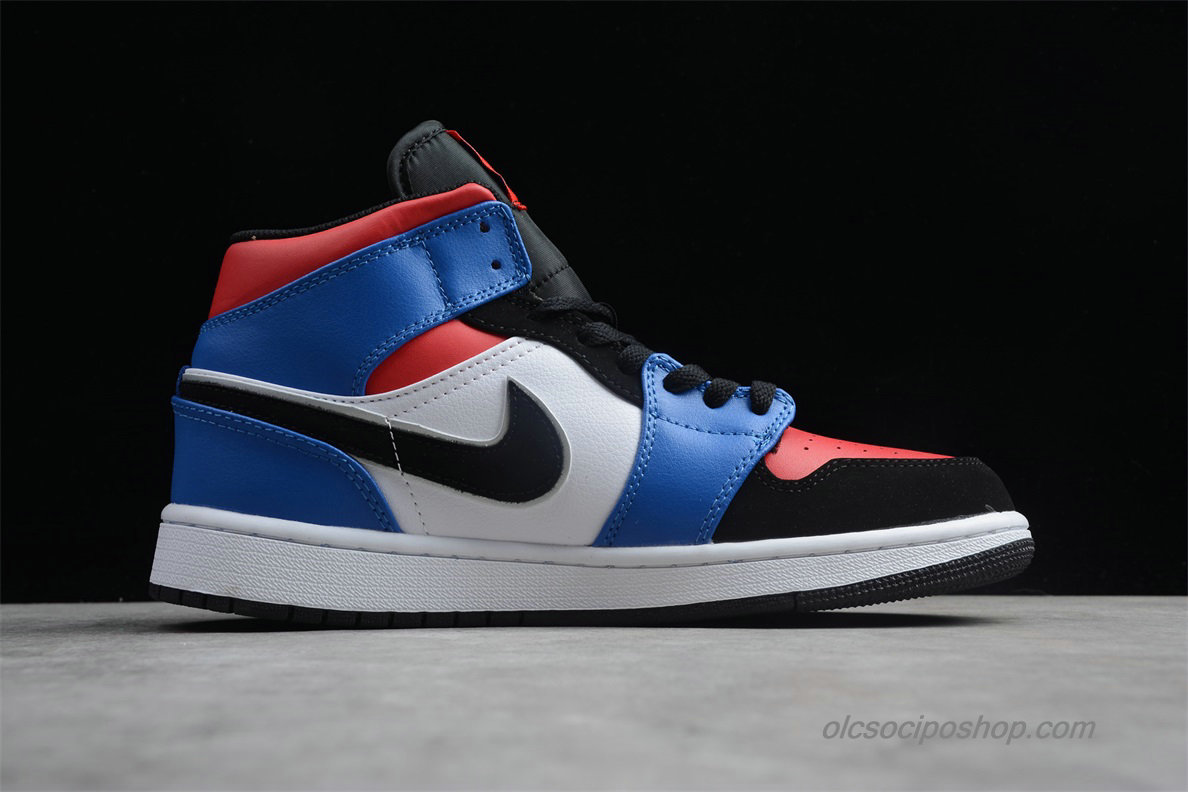 Air Jordan 1 Retro MID AJ1 Piros/Kék/Fekete/Fehér Cipők (554725-124)