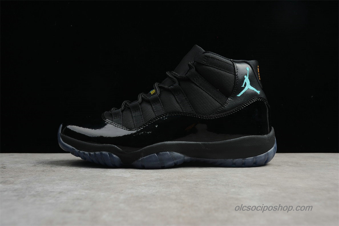 Férfi Air Jordan 11 Retro High AJ11 Fekete/Világoskék Cipők (378037-006)