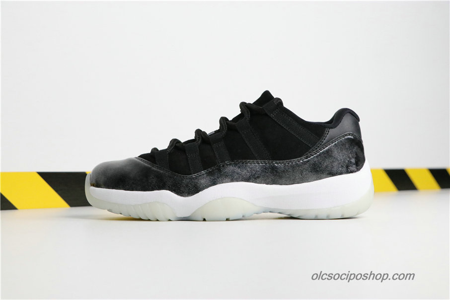 Férfi Air Jordan 11 Retro Low Barons AJ11 Fekete/Fehér/Szürke Cipők (528895-010)