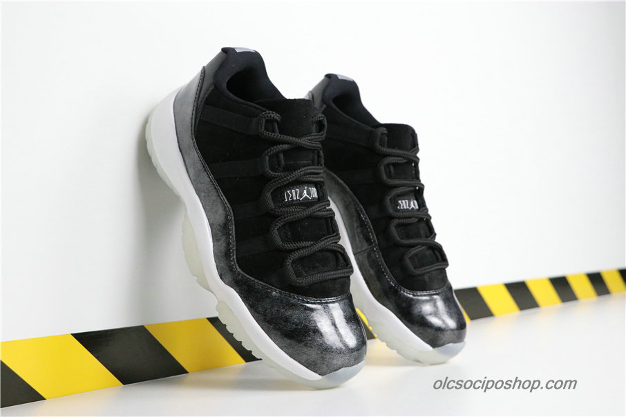 Férfi Air Jordan 11 Retro Low Barons AJ11 Fekete/Fehér/Szürke Cipők (528895-010)