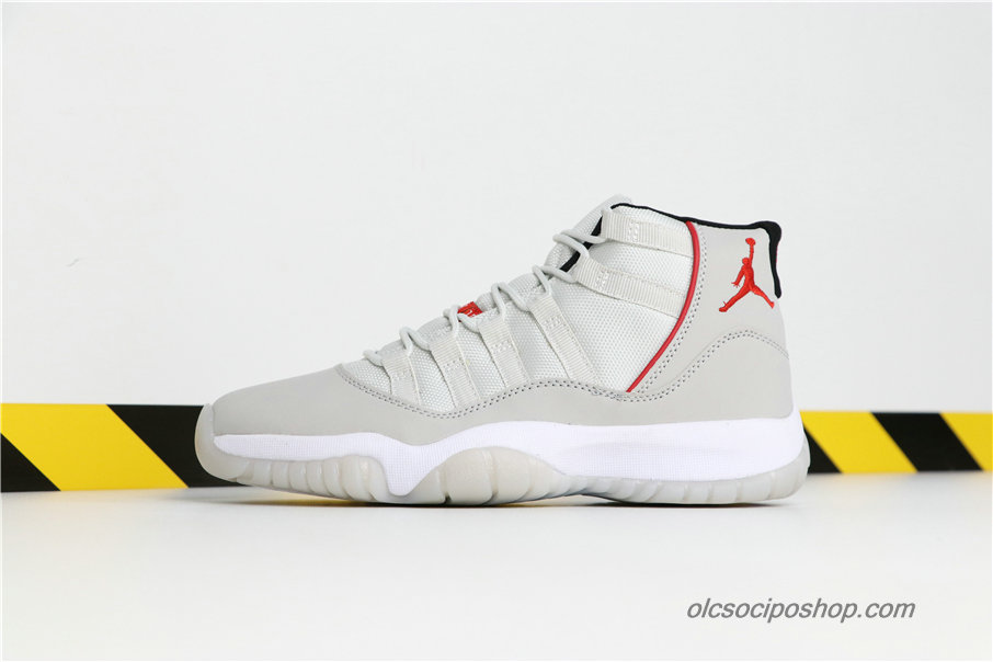 Férfi Air Jordan 11 Retro Platinum Tint Szürke/Fehér/Piros Cipők (378037-016)