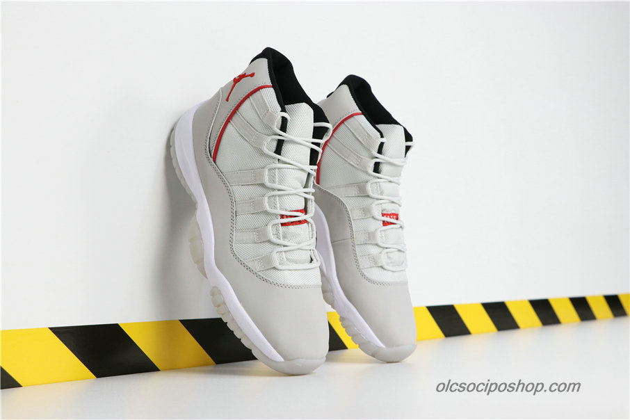 Férfi Air Jordan 11 Retro Platinum Tint Szürke/Fehér/Piros Cipők (378037-016)