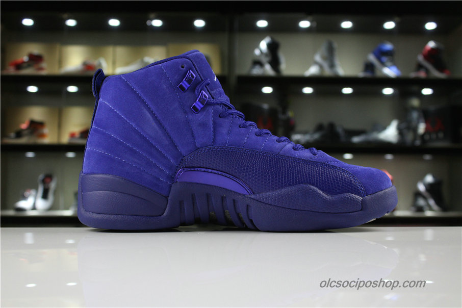 Férfi Air Jordan 12 Retro Suede AJ12 Sötétkék Cipők (130690-400)