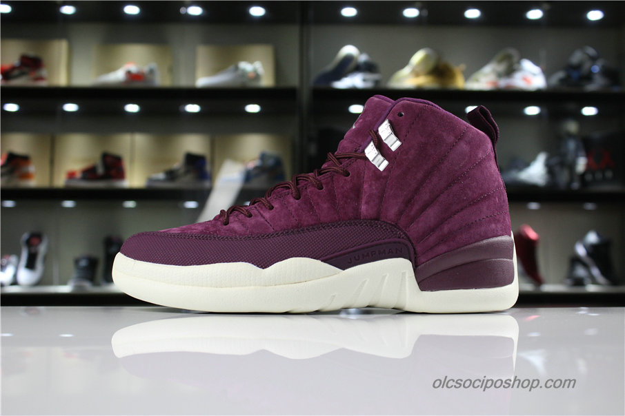 Férfi Air Jordan 12 Retro Suede AJ12 Bordeaux Cipők (130690-617)